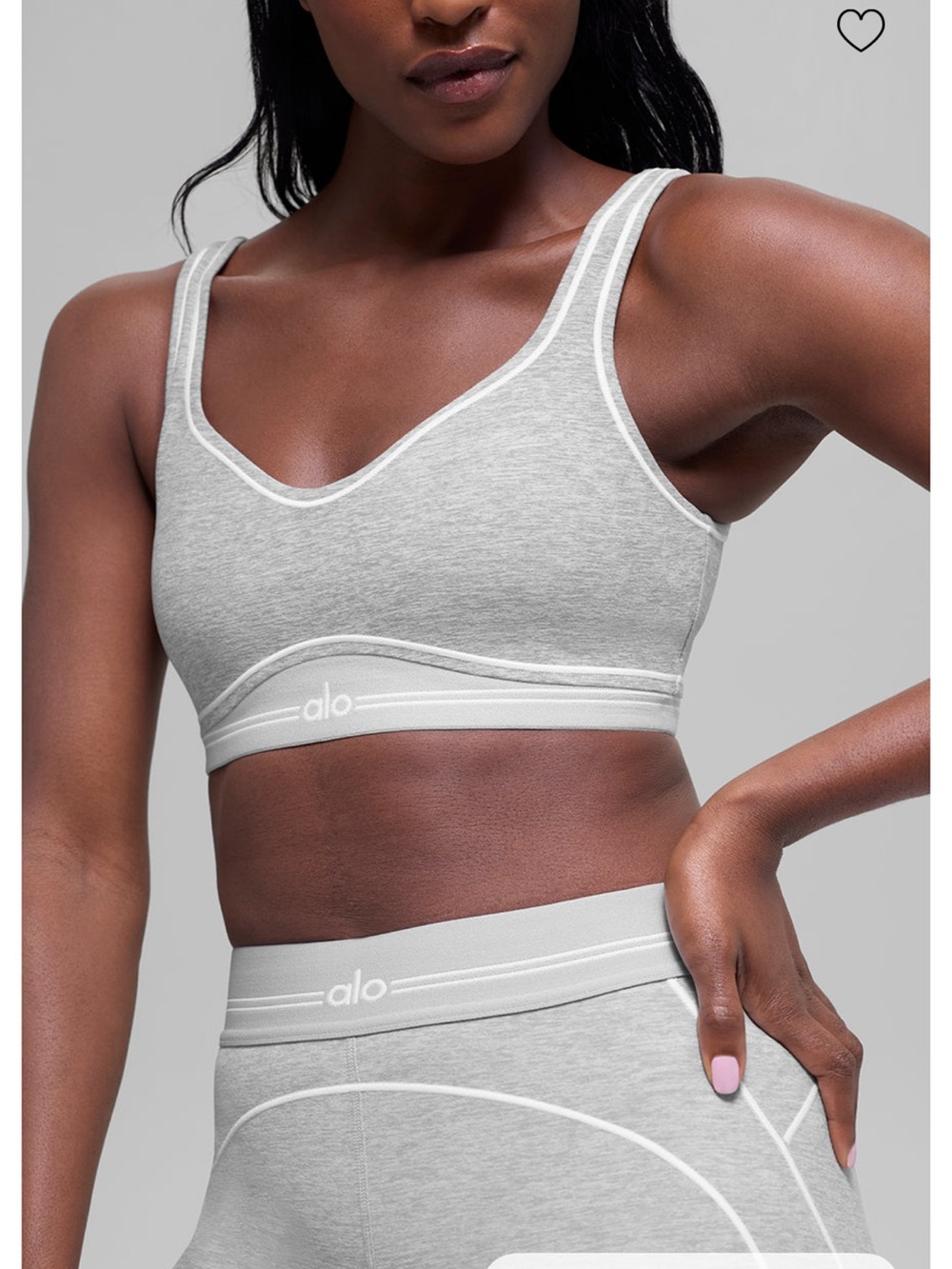 ALO Yoga Light Gray Scoop Neck Sports Bra